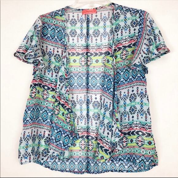 Spoiled Y2K Vtg Sheer Open Front Top Juniors L Bikini Cover Up Boho Chic Beachy - Picture 1 of 6